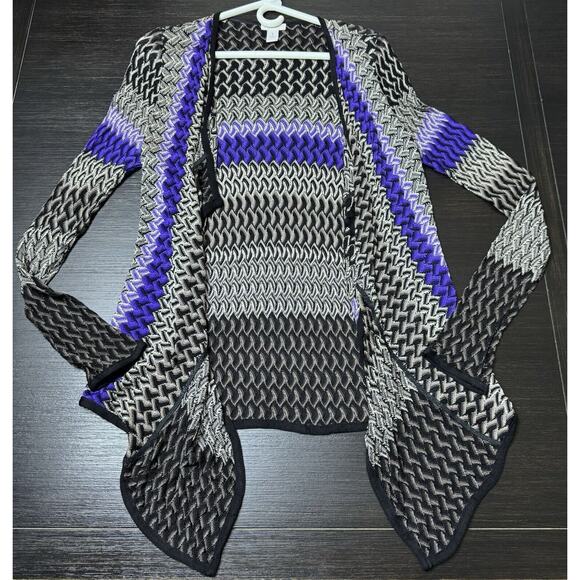 Chico’s Woman’s Knit Open Cardigan Sweater Size 1/US M 100% Rayon, Stretch - Picture 1 of 3